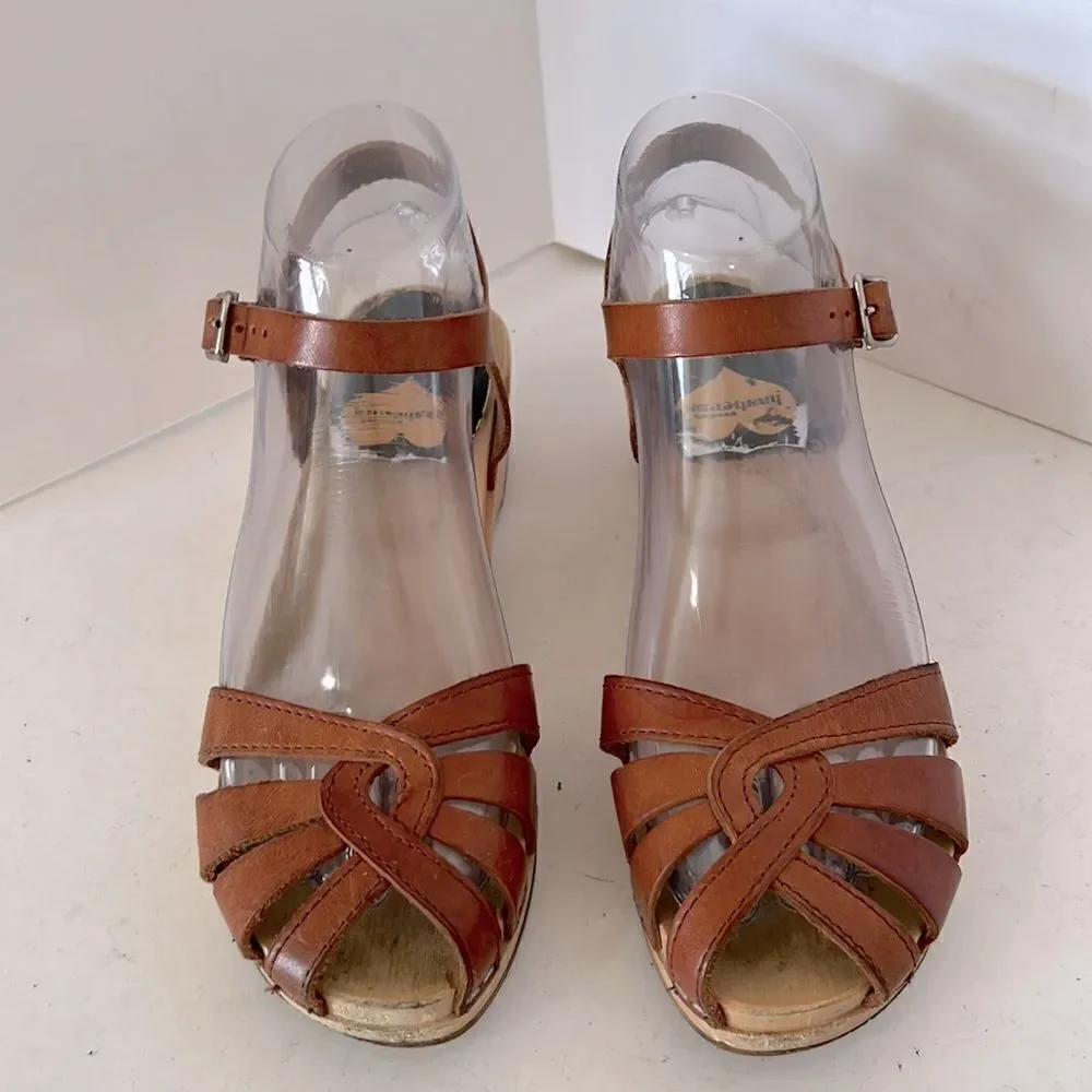 Swedish Hasbeens Real Wood and Leather Sandals Size. 36 (US 6)